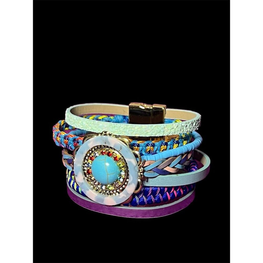 Handmade Boho Multi-Strand Leather Wrap Bracelet for Women with Turquois… - Picture 7 of 15
